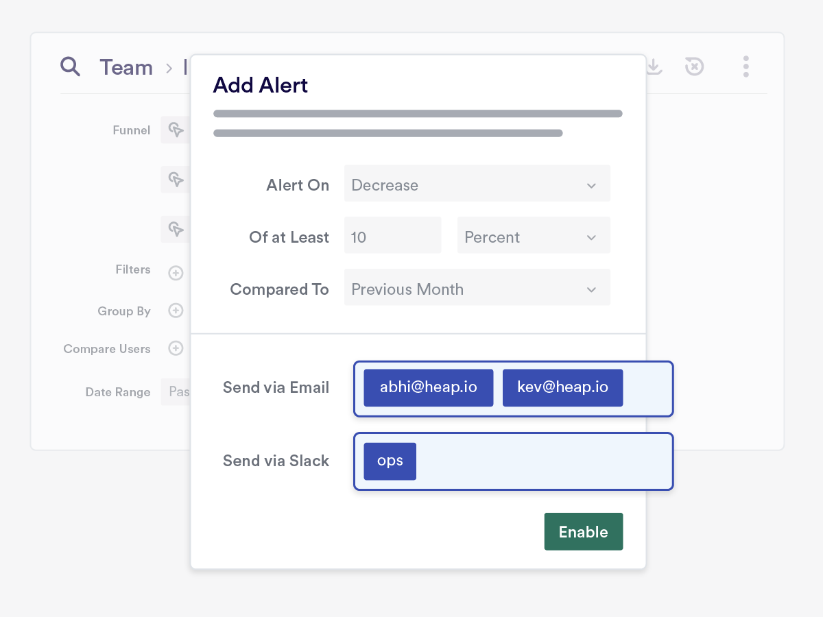 Add Alerts to Send via Email or Slack